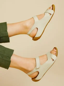 Pavers Ladies Touch Fasten Sandals Cream Sale