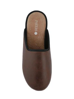 Pavers Wide Fit Supportive Mule Slippers Dark Brown Online