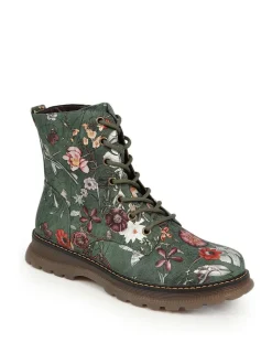 Pavers Lace Up Floral Boots Green Outlet