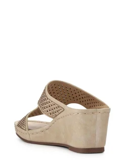 Pavers Tall Wedge Heel Mules Natural Best