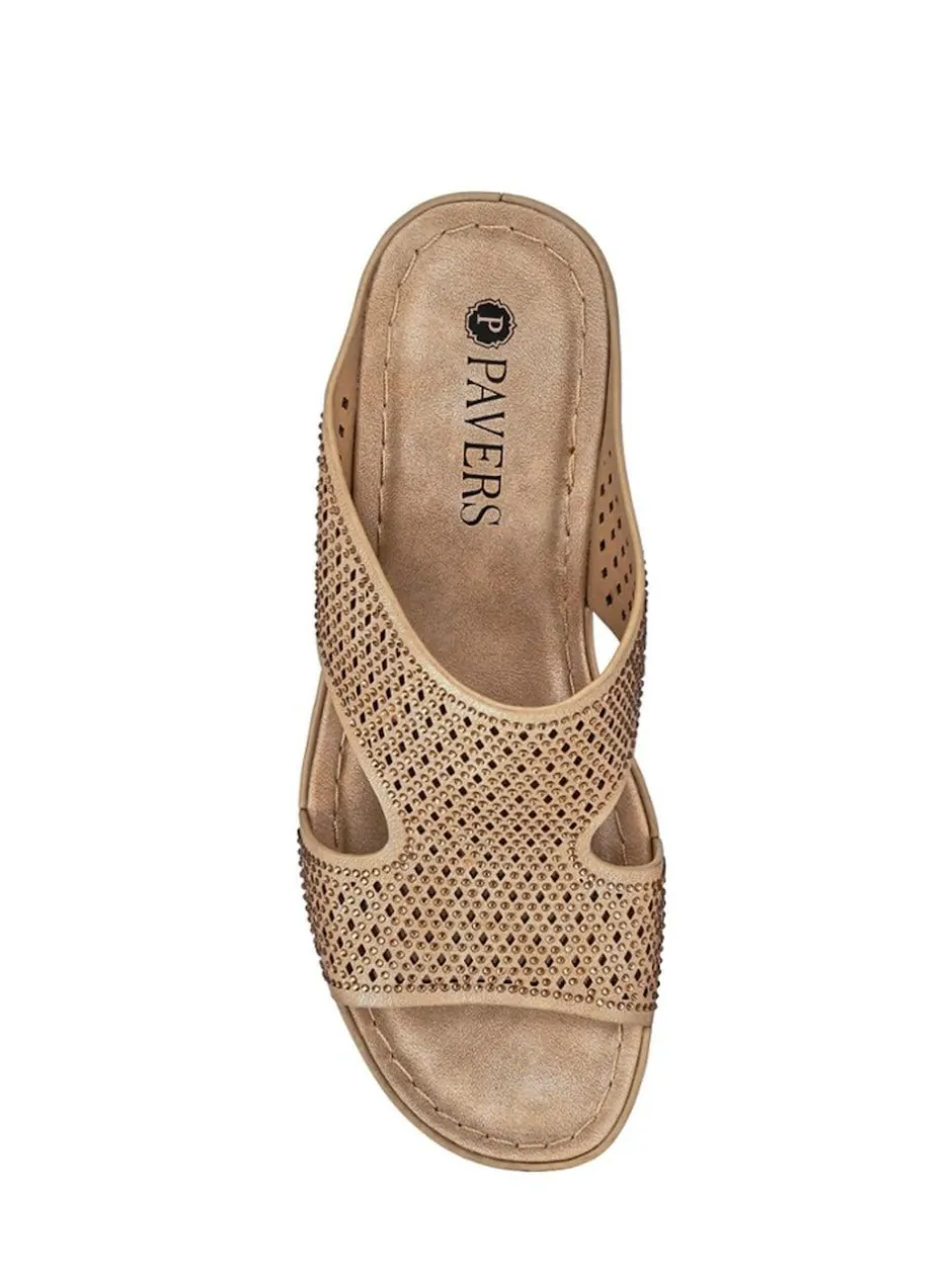 Pavers Tall Wedge Heel Mules Natural Best
