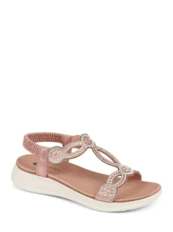 Pavers Grey Embellished Flatform Sandals Pink Discount