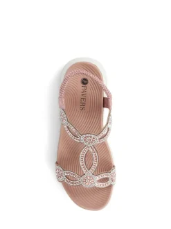 Pavers Grey Embellished Flatform Sandals Pink Discount