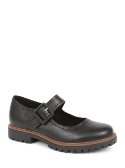 Pavers Mary Jane Buckle Shoes with Chunky Sole Plain Black New