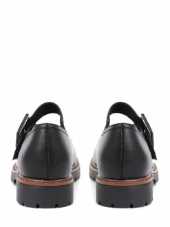 Pavers Mary Jane Buckle Shoes with Chunky Sole Plain Black New
