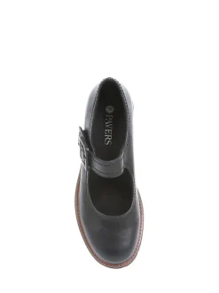 Pavers Mary Jane Buckle Shoes with Chunky Sole Plain Black New