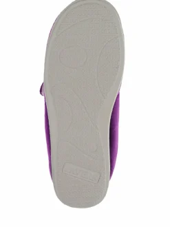 Pavers Wide Fit Ladies Touch Fasten Full Slippers With Permalose Sole Purple New