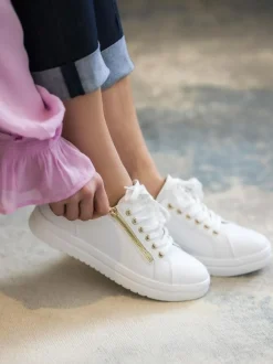 Pavers Chunky Platform Trainers White New