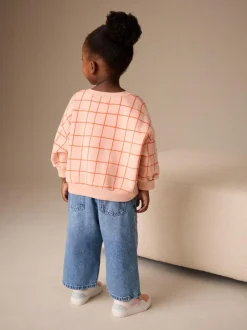 Next Peach Pink Grid Crew Neck Sweatshirt (3mths-7yrs) Hot