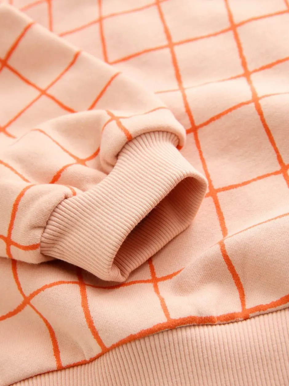 Next Peach Pink Grid Crew Neck Sweatshirt (3mths-7yrs) Hot