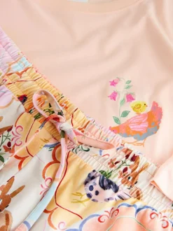 Next Peach Pink Hen Jersey Short Sleeve Pyjamas