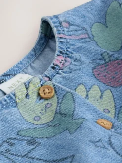 Next Short Sleeve Dress (3mths-8yrs) Pet Print Denim Hot