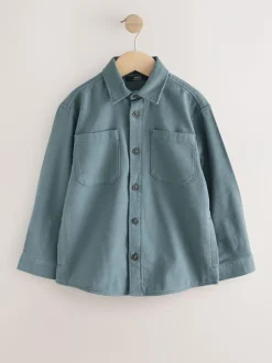 Next Brushed Overshirt (3-16yrs) Petrol Blue Online