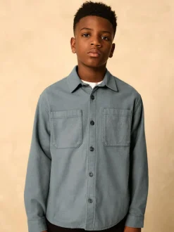 Next Brushed Overshirt (3-16yrs) Petrol Blue Online