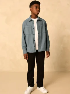 Next Brushed Overshirt (3-16yrs) Petrol Blue Online