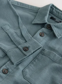 Next Brushed Overshirt (3-16yrs) Petrol Blue Online