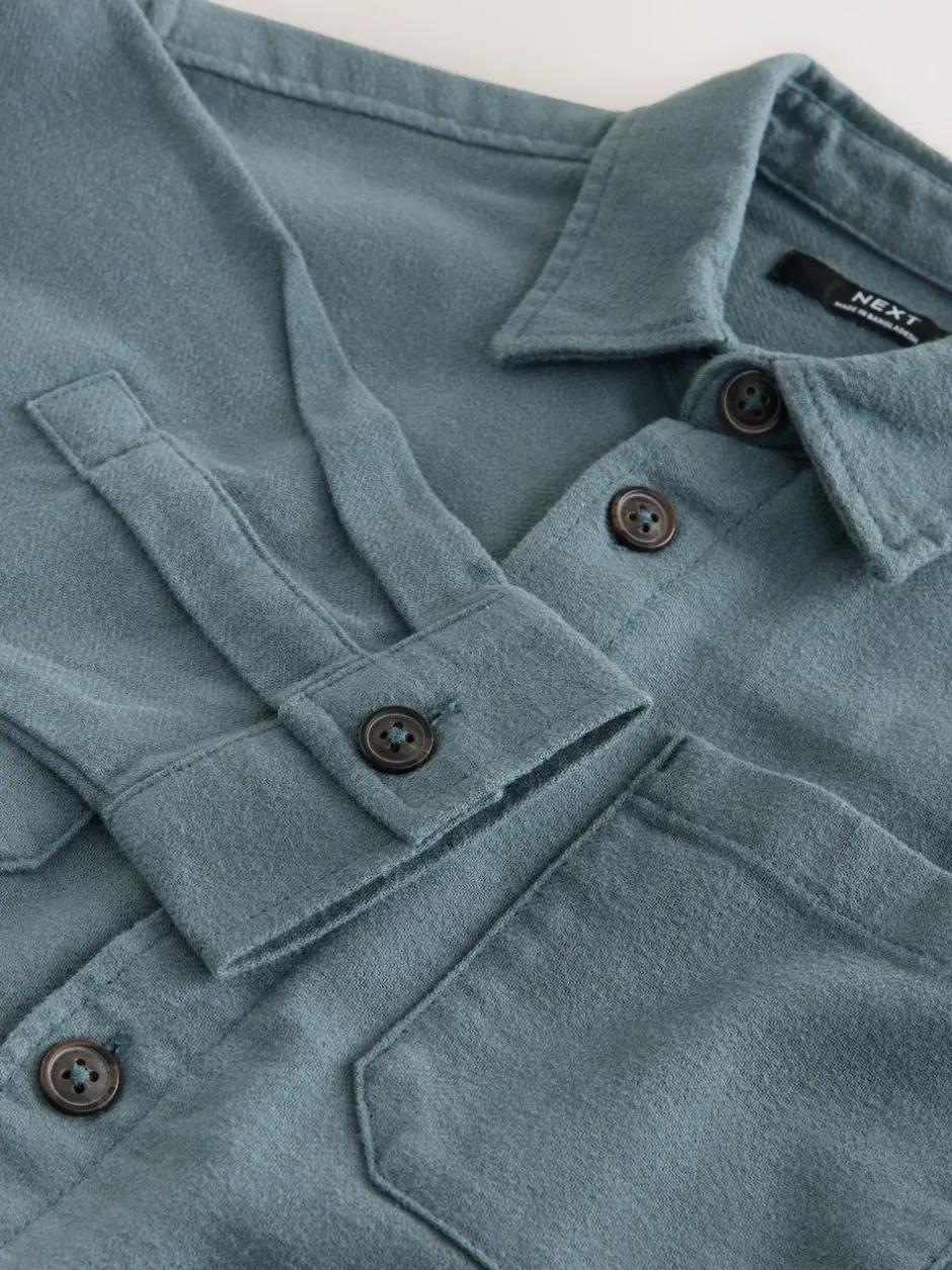 Next Brushed Overshirt (3-16yrs) Petrol Blue Online