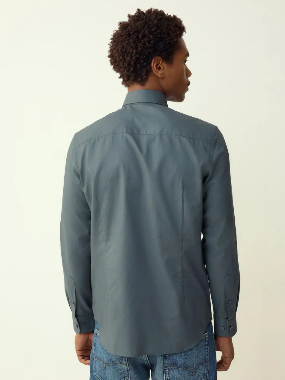 Next Petrol Blue Regular Fit Button Down Easy Iron Oxford Shirt Hot