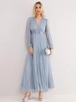 Phase Eight Blue Harper Plisse Dress Clearance