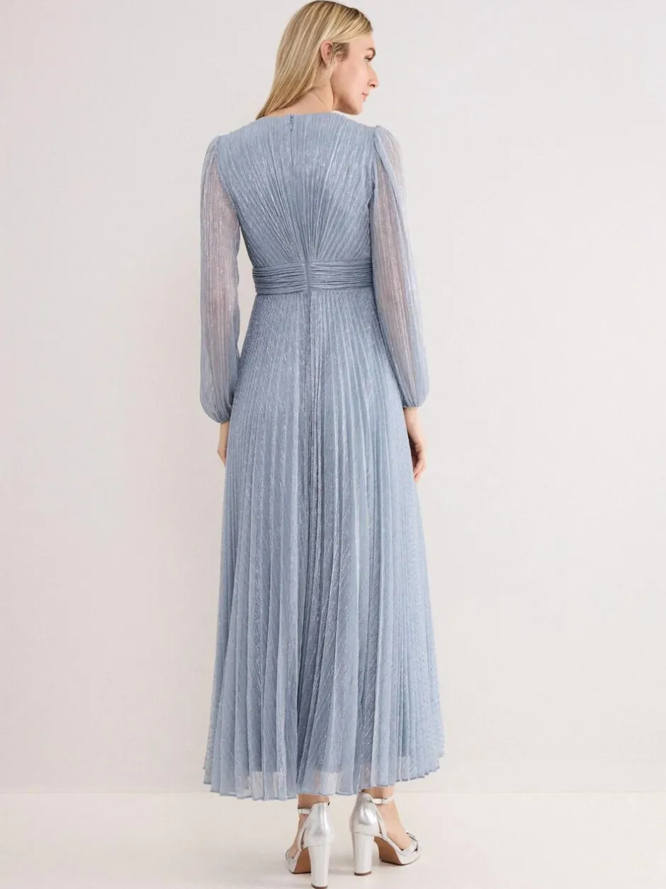 Phase Eight Blue Harper Plisse Dress Clearance