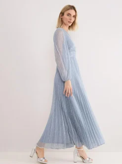 Phase Eight Blue Harper Plisse Dress Clearance