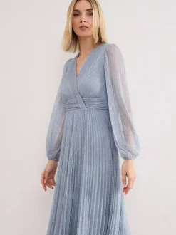 Phase Eight Blue Harper Plisse Dress Clearance