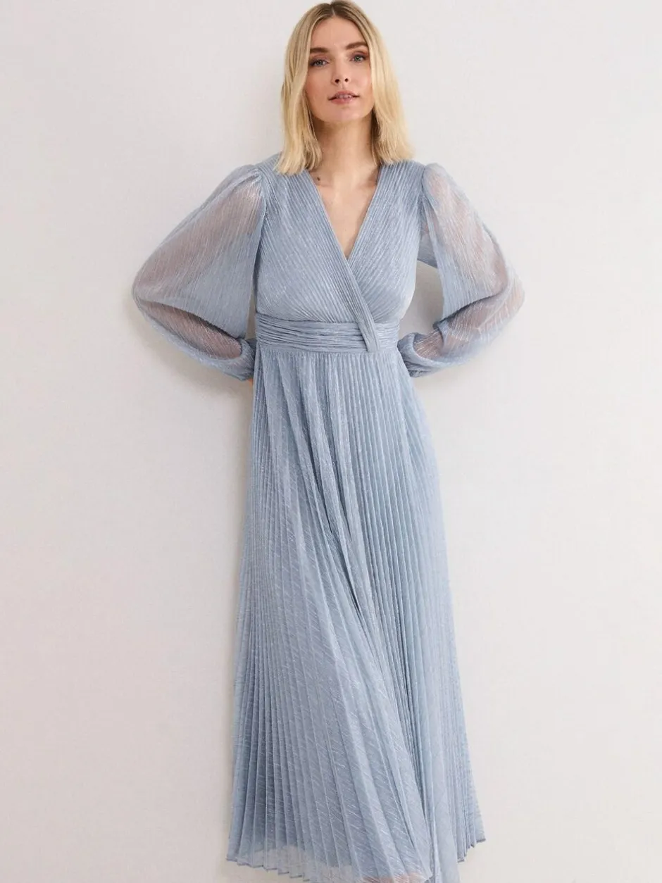 Phase Eight Blue Harper Plisse Dress Clearance