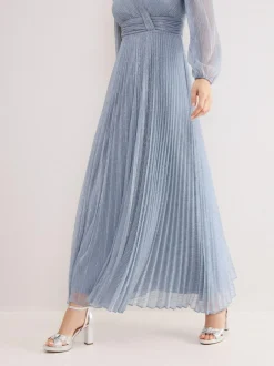 Phase Eight Blue Harper Plisse Dress Clearance