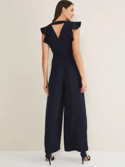 Phase Eight Blue Kallie Frill Jumpsuit