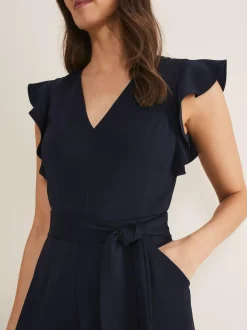 Phase Eight Blue Kallie Frill Jumpsuit
