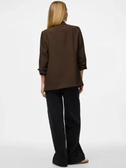PIECES Brown 3/4 Length Sleeve Blazer Outlet