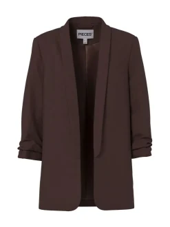 PIECES Brown 3/4 Length Sleeve Blazer Outlet