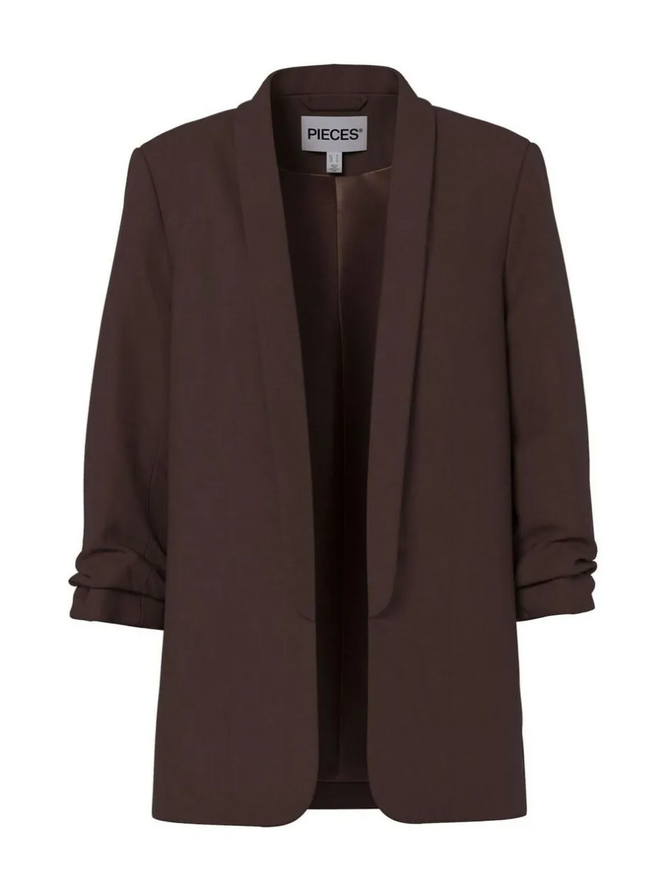 PIECES Brown 3/4 Length Sleeve Blazer Outlet