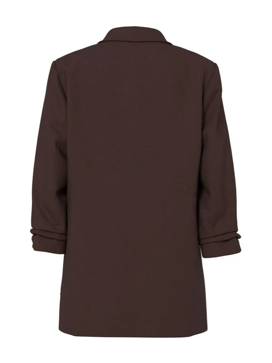PIECES Brown 3/4 Length Sleeve Blazer Outlet