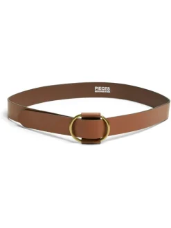 PIECES Brown Leather Belt Best