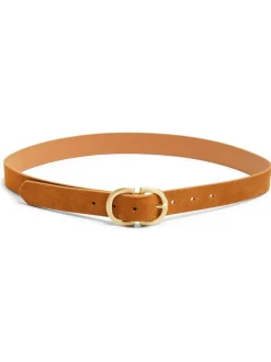 PIECES Suede Buckle Belt Brown