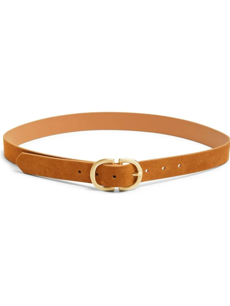 PIECES Suede Buckle Belt Brown