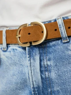 PIECES Suede Buckle Belt Brown