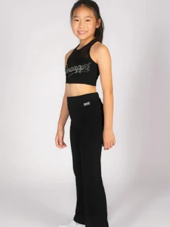Pineapple Black Logo Mesh Panel Girls Crop Top Discount