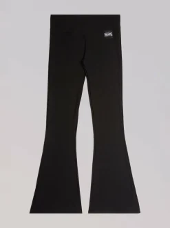 Pineapple Black Womens Rib Flared Leggings Outlet