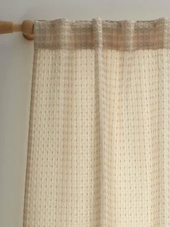 Pineapple Elephant Muscat Waffle Slot Top Voile Curtains Panel Natural Sale