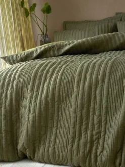 Pineapple Elephant Tamba Jersey Stripe Quilted Duvet Cover Set Olive Green Online