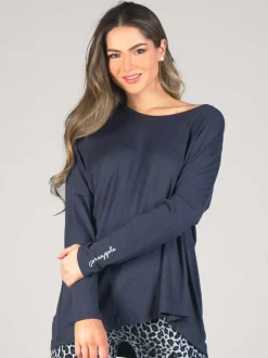 Pineapple Grey Womens Script Long Sleeves Top Sale