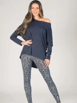 Pineapple Grey Womens Script Long Sleeves Top Sale