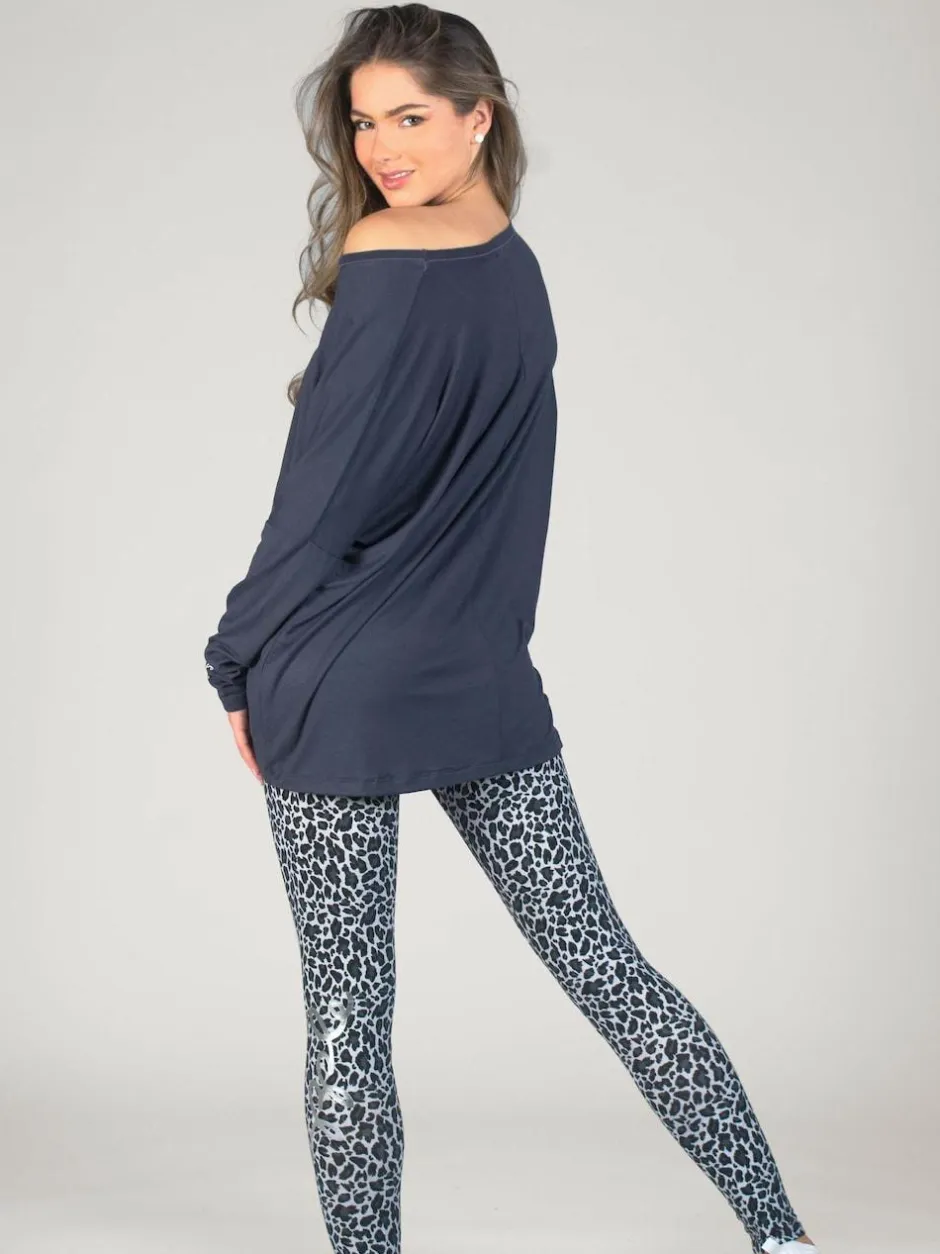 Pineapple Grey Womens Script Long Sleeves Top Sale