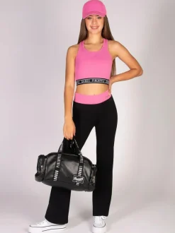 Pineapple Tape Hem Midi Crop Top Pink Best