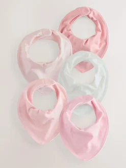 Next Pink 5 Pack Baby Dribble Bibs