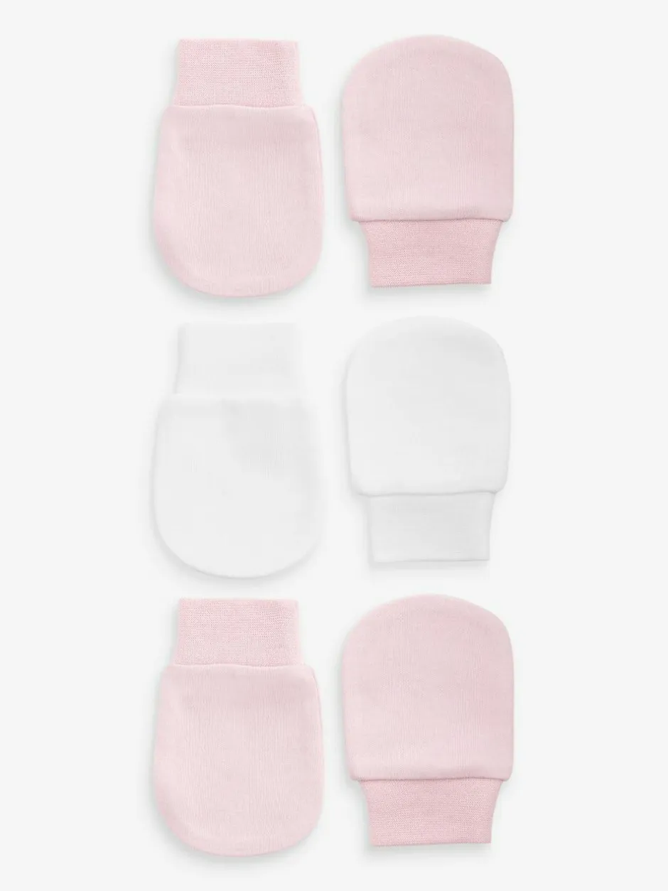 Next Pink 3 Pack Baby Scratch Mitts