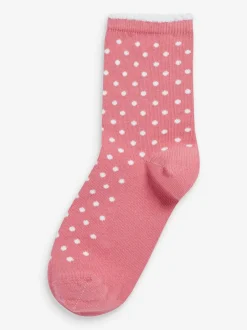 Next Pink 7 Pack Cotton Rich Pretty Ankle Socks Clearance