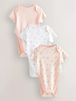 Next Pink 3 Pack Hip Dysplasia Short Sleeve Baby Bodysuits